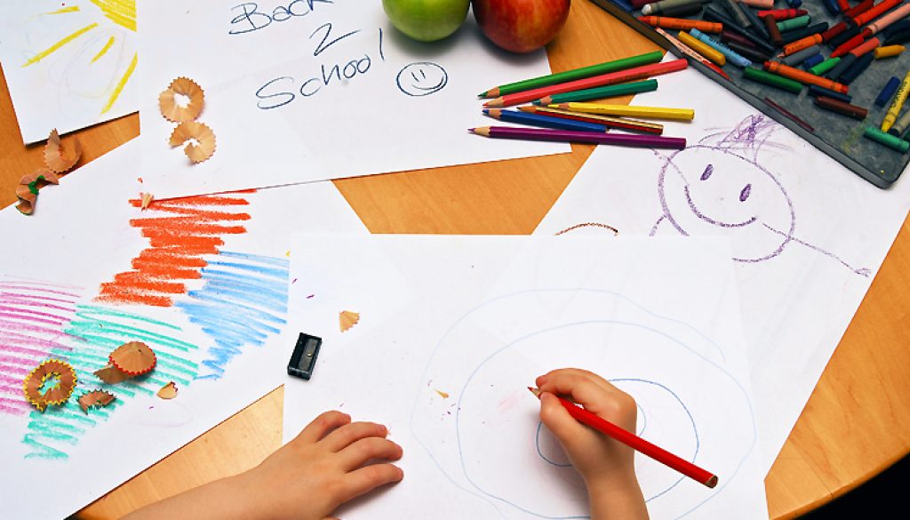 Girl drawing back to school